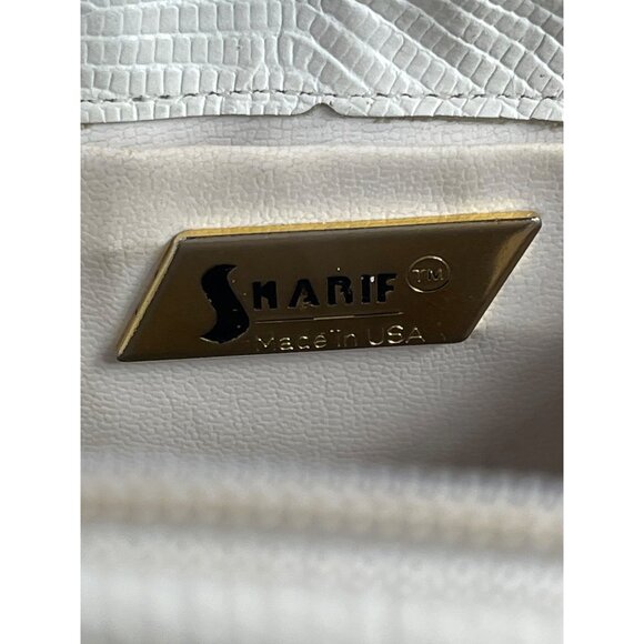 Vintage Sharif Women's White Crock Skin Leather Crossbody Bag Sz S - Picture 10 of 12